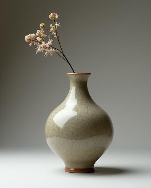 An elegant ikebana vase with a subtle crackle finish.